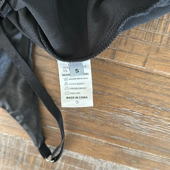 Amazon Black Silk like Black Tank Top Body Suit - Picture 6 of 7